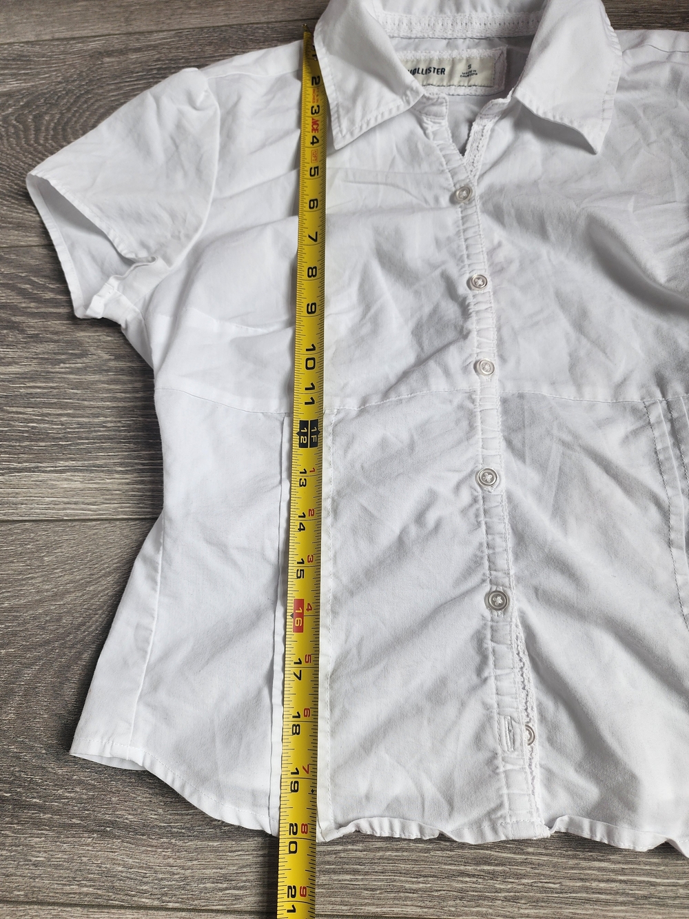 White Short-Sleeve Fitted Button-Front Shirt Small Y2k Coquette Academia - Picture 4 of 6